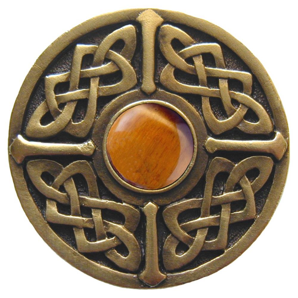 Notting Hill NHK-158-AB-TE Celtic Jewel Knob Antique Brass/Tiger Eye natural stone